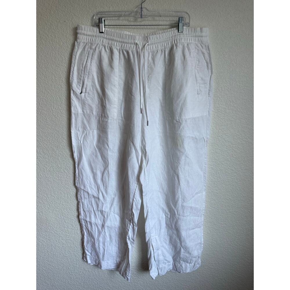 Athleta Retreat Linen High Rise Wide Leg Pant 18 White
